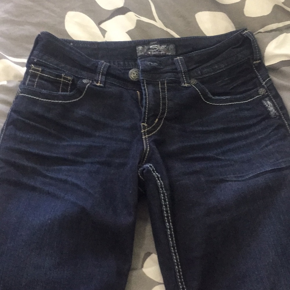 Dark denim capris